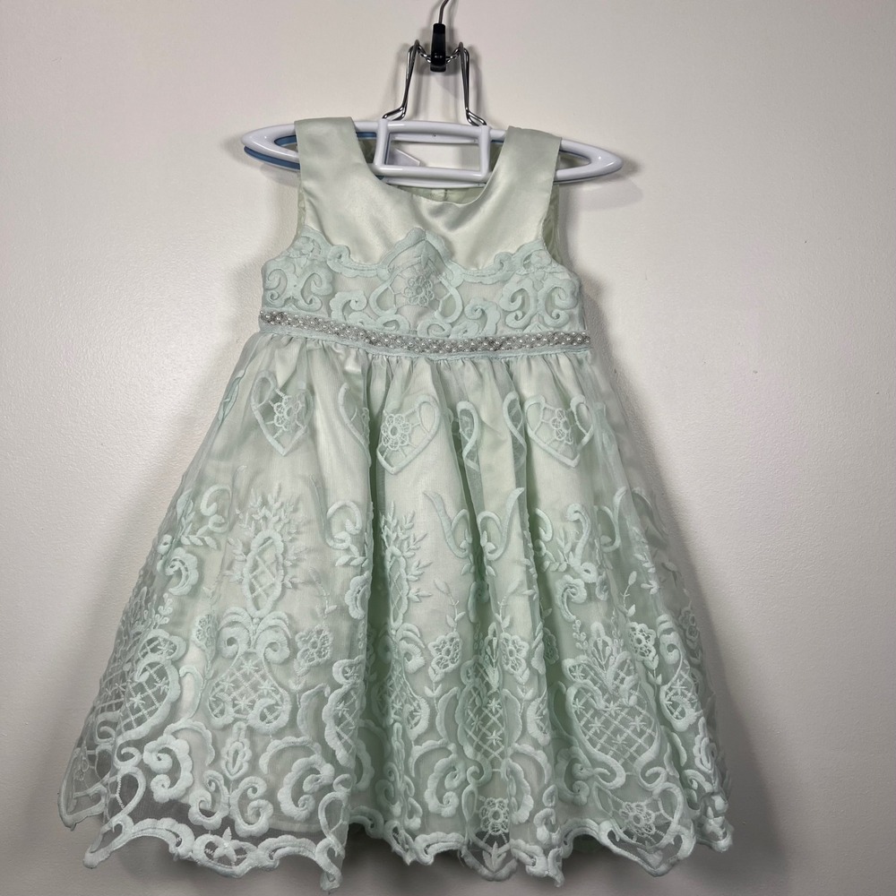 Blueberry Boulevard Mint Green Lace Pearl Trim Party Dress 3T MAB22239M